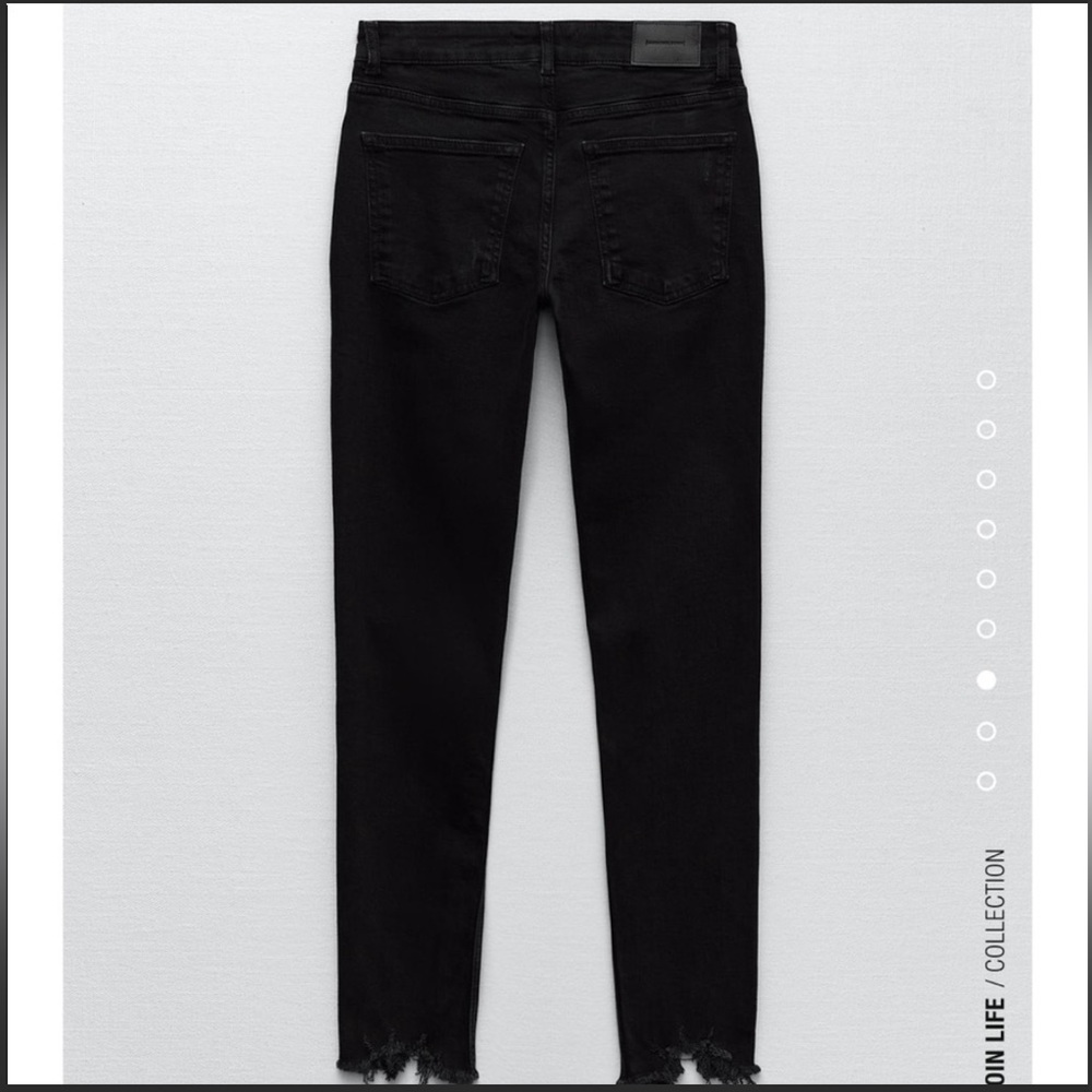ZARA the skinny ripped ankle black denim‎ jeans NWT - Picture 3 of 8